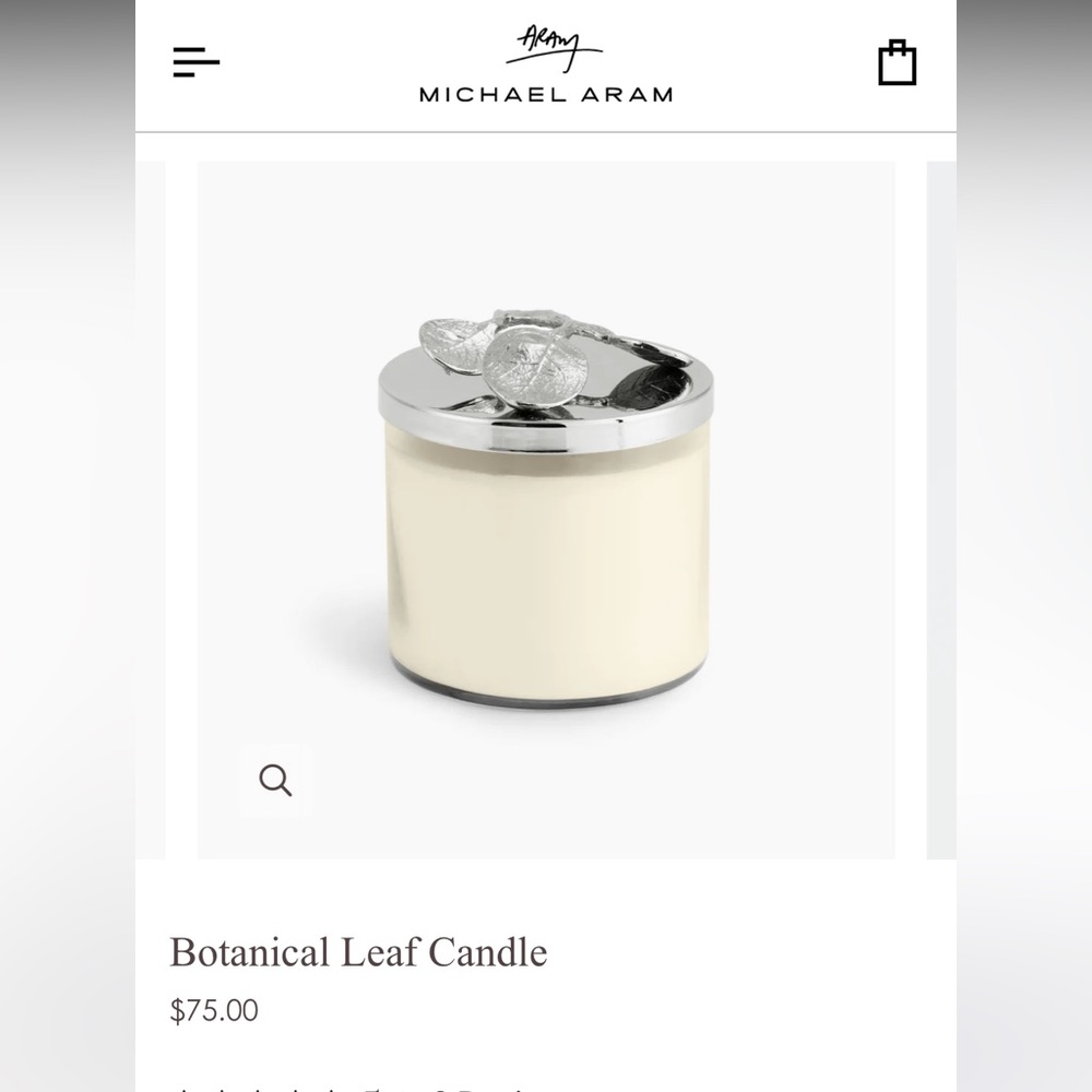Michael Aram Botanical Leaf candle never used